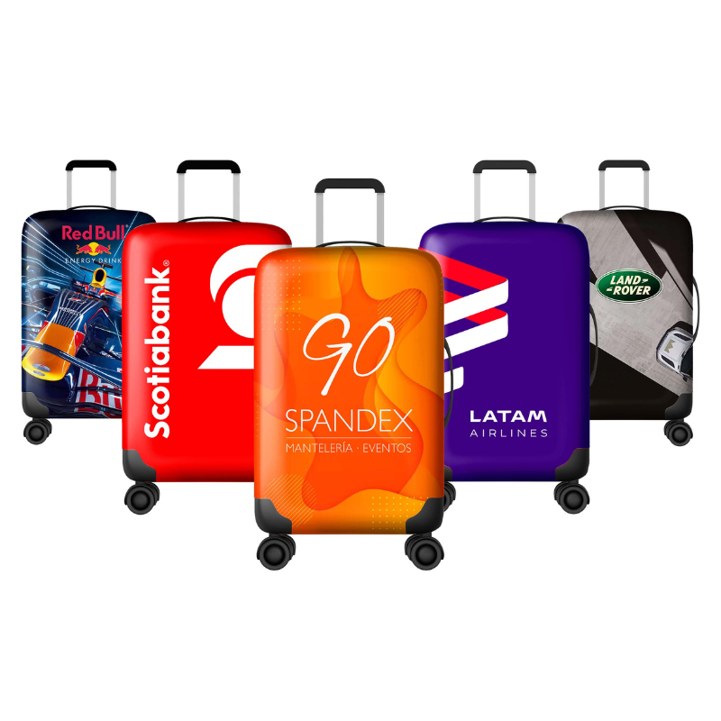 cubre maleta spandex con logo